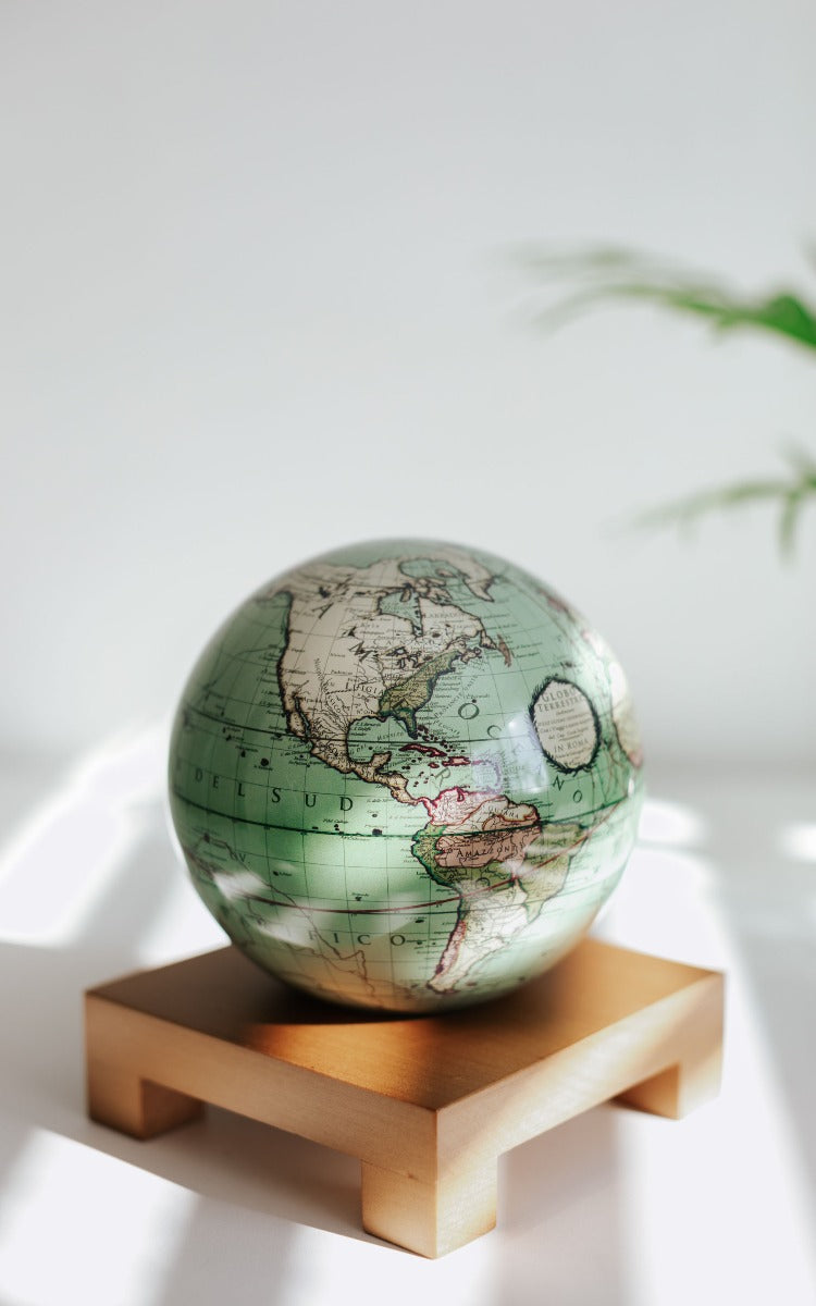 ANTIQUE TERRESTRIAL GREEN GLOBE