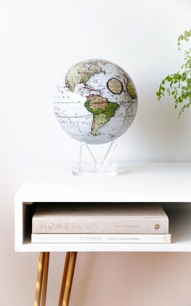 ANTIQUE TERRESTRIAL WHITE GLOBE (2015 Luxury Gift of the Year Award Winner)