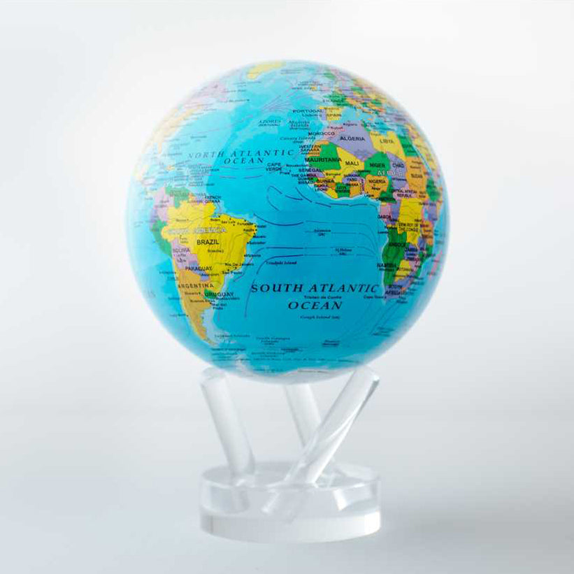 BLUE POLITICAL MAP WORLD GLOBE