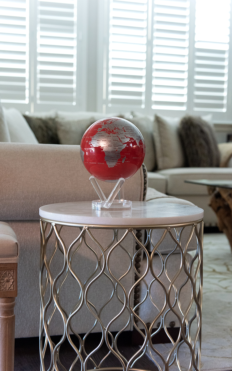 RED AND SILVER GLOBE